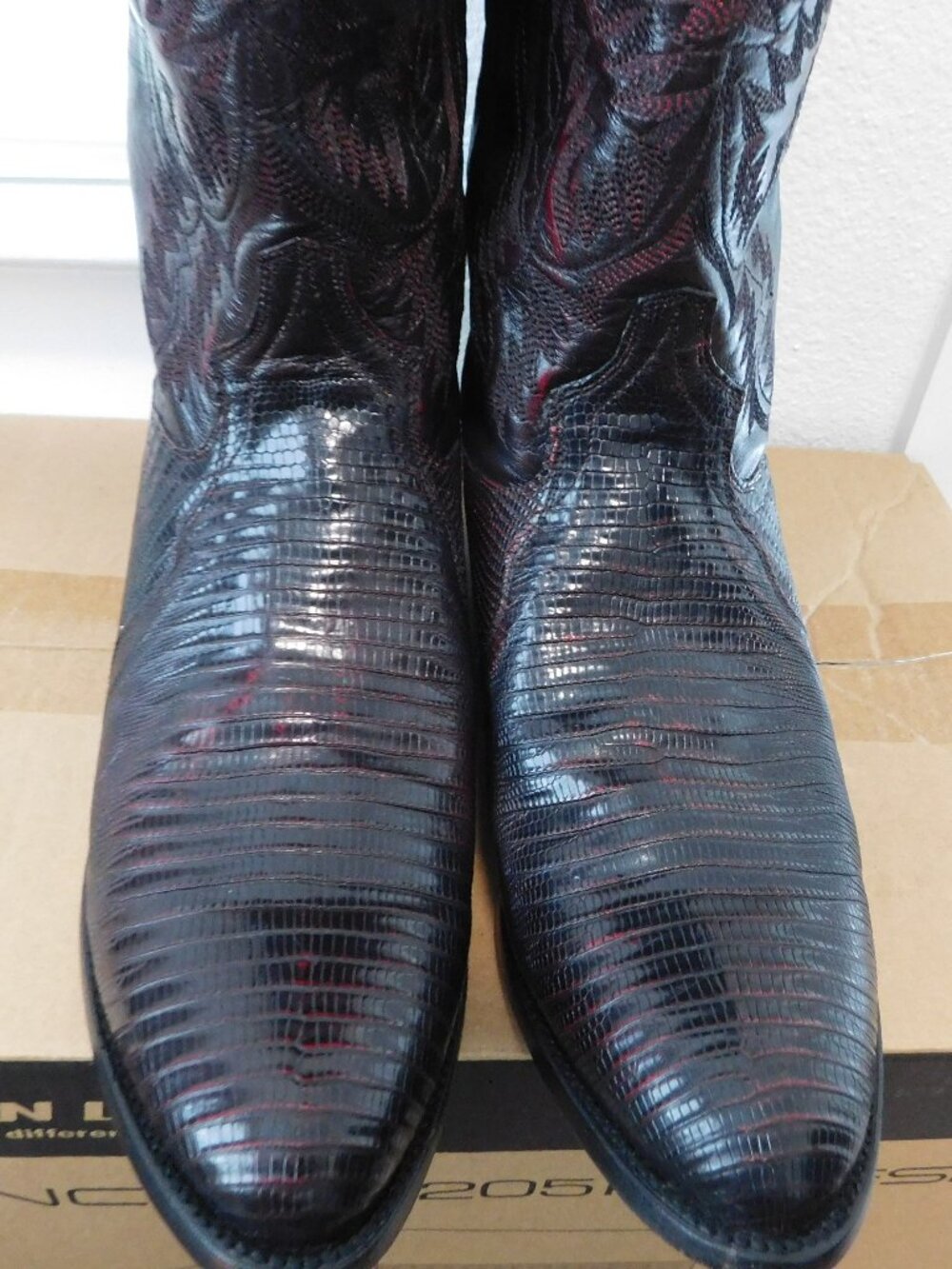 Dan Post teju lizard black cherry 12 D width